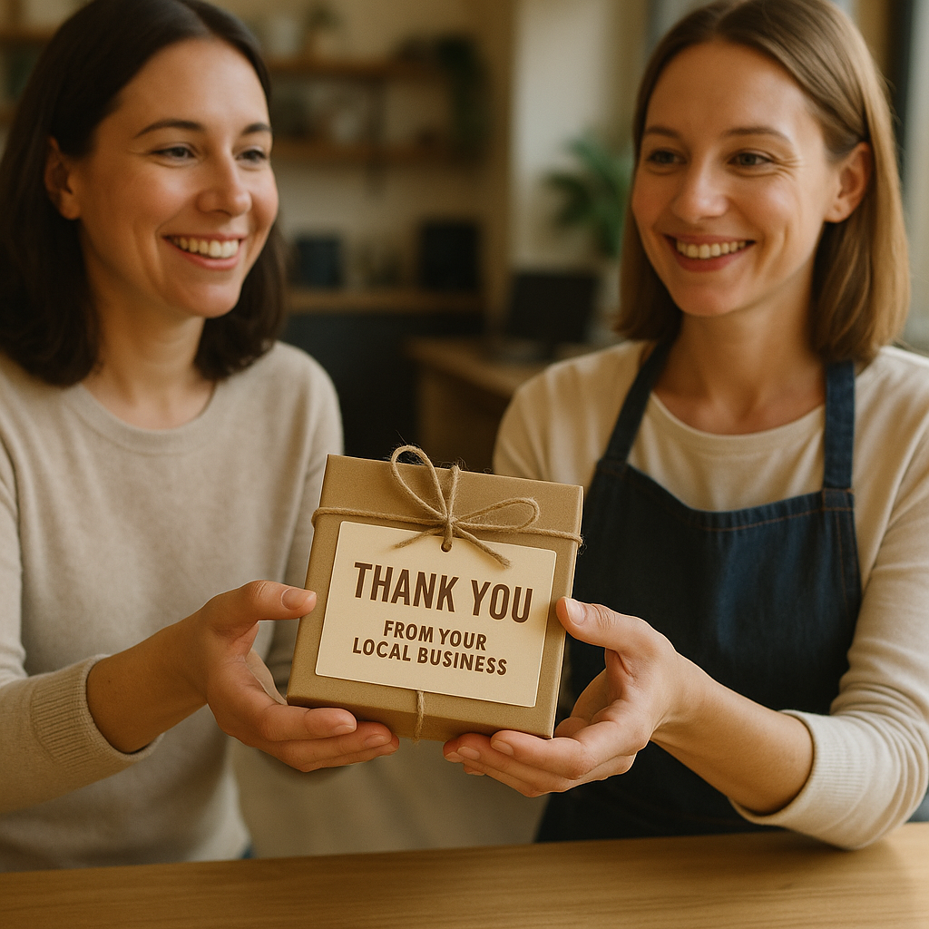Customer receiving a thank-you gift for their referral